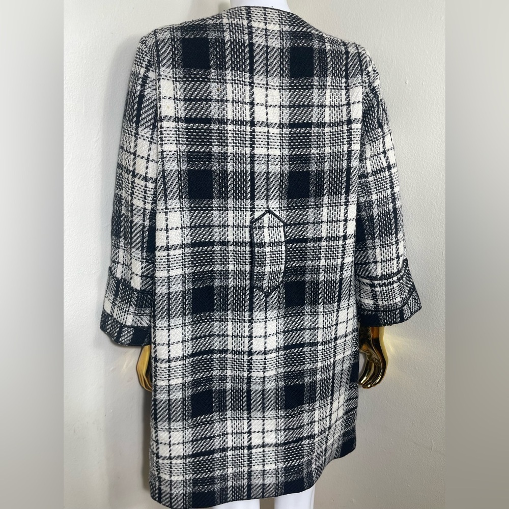 Elegant Black and White Plaid Long Sleeve jacket coat dress - Picture 4 of 10